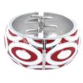 Silvertone and Red/ White Enamel Circle Bangle