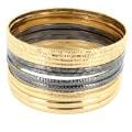 Gold and Blackplated Stackable Bangle Bracelet 12-pc Set
