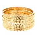 Goldplated Stackable Textured 8-pc Bangle Set