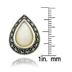 Sterling Silver Marcasite and Mother of Pearl Earrings