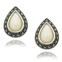 Sterling Silver Marcasite and Mother of Pearl Earrings