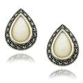 Sterling Silver Marcasite and Mother of Pearl Earrings
