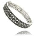 Sterling Silver Marcasite Cut-out Bangle Bracelet