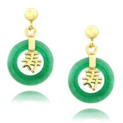 Gold over Sterling Silver Jade Fortune Earrings