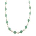 Sterling Silver Aventurine and Freshwater Pearl Necklace (4-5 mm)