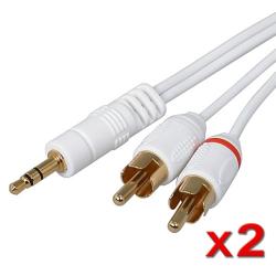 3-foot White Audio Stereo Cables for Apple iPod/ Microsoft Zune (Pack of 2)