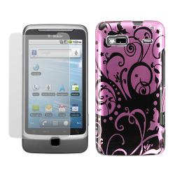 Premium HTC T-Mobile G2 Purple/ Black Swirl Case and Screen Protector
