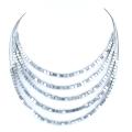 Silvertone Square Bead 5-layer Necklace