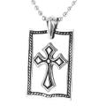 Stainless Steel Polished Cross Dog Tag Necklace