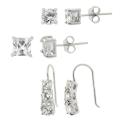 Icz Stonez Sterling Silver Cubic Zirconia 3-piece Earring Set