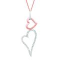 14k Two-tone Gold 1/6ct TDW Diamond Double Heart Necklace (G-H, I1)
