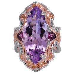 Michael Valitutti Designer Pink Amethyst, Rhodolite Garnet and Sapphire Ring