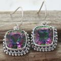 Sterling Silver Square Exotic Quartz Bead Earrings (Indonesia)
