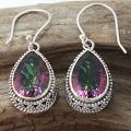 Sterling Silver Pear Drop Mystic Quartz Bali Earrings (Indonesia)