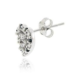 Sterling Silver 1/8ct TDW Blue Diamond Heart Earrings