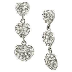 Sterling Silver Pave-set Cubic Zirconia Heart Earrings