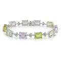 14k White Gold Multi-gemstone and Diamond Tennis Bracelet