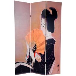 Wood and Canvas Double-sided Geisha Room Divider (China)
