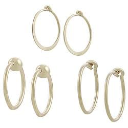 Goldfill and Alloy 3-piece Hoop Earring Set