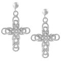 Sterling Silver Diamond Chip Cross Earrings