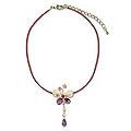 Leather 'Flight' Amethyst Quartz Necklace (Thailand)