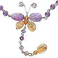 Stainless Steel 'Butterfly' Amethyst Citrine Necklace (Thailand)