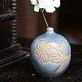 Ceramic 'Blue Orchid Bubble' Celadon Vase (Thailand)