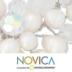 'Bridal Bouquet' White Freshwater Pearl Bracelet (5-6 mm) (Thailand)