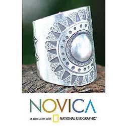 Sterling Silver 'Hill Tribe Sun' Wrap Ring (Thailand)