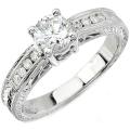 Natalie K 14k Gold 1/8ct TDW Designer Diamond and CZ Engagement Ring (H, SI1)