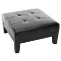 Supreme Square Black Leather Ottoman