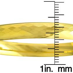 14k Yellow Gold 8-inch Diamond-cut Bangle