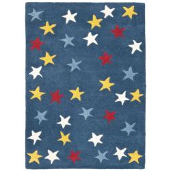 Handmade Novelty Stars Blue Wool Rug (2' x 3')