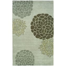 Handmade Soho Botanical Light Grey New Zealand Wool Rug (6' x 9')