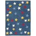 Handmade Novelty Stars Blue Wool Rug (2' x 3')