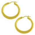 18k Yellow Gold over Silver Graduated Hoop Earrings