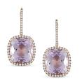 18k Pink Gold Amethyst and 1/2ct TDW Diamond Earrings (G-H, SI1-SI2)