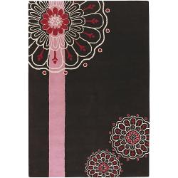 Hand-tufted Dharima Brown/ Pink New Zealand Wool Rug (5' x 7'6)