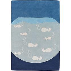 Hand-tufted Mandara Blue New Zealand Wool Rug (5' x 7'6)