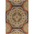 Hand-tufted Mandara Brown/ Orange New Zealand Wool Rug (5' x 7'6)