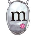 Sterling Silver Created Rose Zircon October Birthstone Initial Necklace