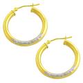 10k Two-tone Gold Diamond-cut Tube Hoop Earrings