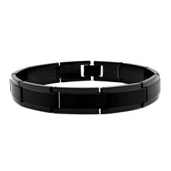 Men's Tungsten Carbide Black-plated Link Bracelet (10 mm)
