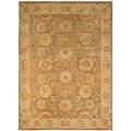 Pakistani Hand-knotted Peshawar Grey/ Beige Wool Rug (6' x 9')
