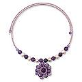 Steel 'Oriental Bloom' Freshwater Pearl Amethyst Necklace (8 mm) (Thailand)