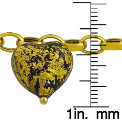 14k Yellow Gold Murano Glass Heart Charm Bracelet