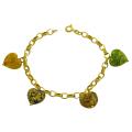14k Yellow Gold Murano Glass Heart Charm Bracelet