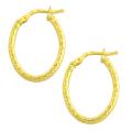 14k Yellow Gold Diamond-cut Oval Hoop Earrings