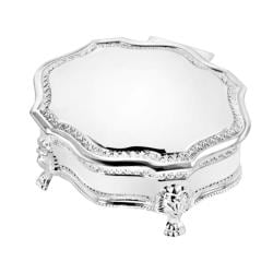 Classic Silver-plated Engraveable Black-velvet-lined Jewelry Box