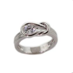 Silvertone with Overlay Cubic Zirconia Small Knot Ring